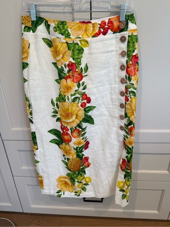 FARM Rio Dresses & Skirts - FARM Rio White Midi Skirt with Yellow & Green Floral Stripe